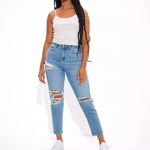 American Eagle Outfitters Denim - American Eagle Stretch Ripped Curvy Mom Jean Size 14 High Rise